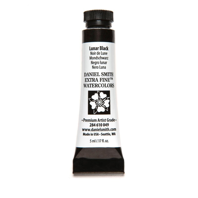Daniel Smith Extra Fine Watercolor Paint, 5ml Tube, Lunar Black, 284610049, 0.17 Fl Oz (Pack of 1) - Image 1